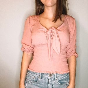 NWOT No Boundaries Pink Tie Crop Top
